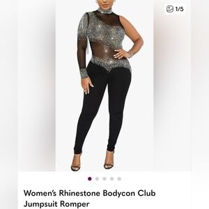 Rhinestone Bodycon Jumpsuit. Large. New